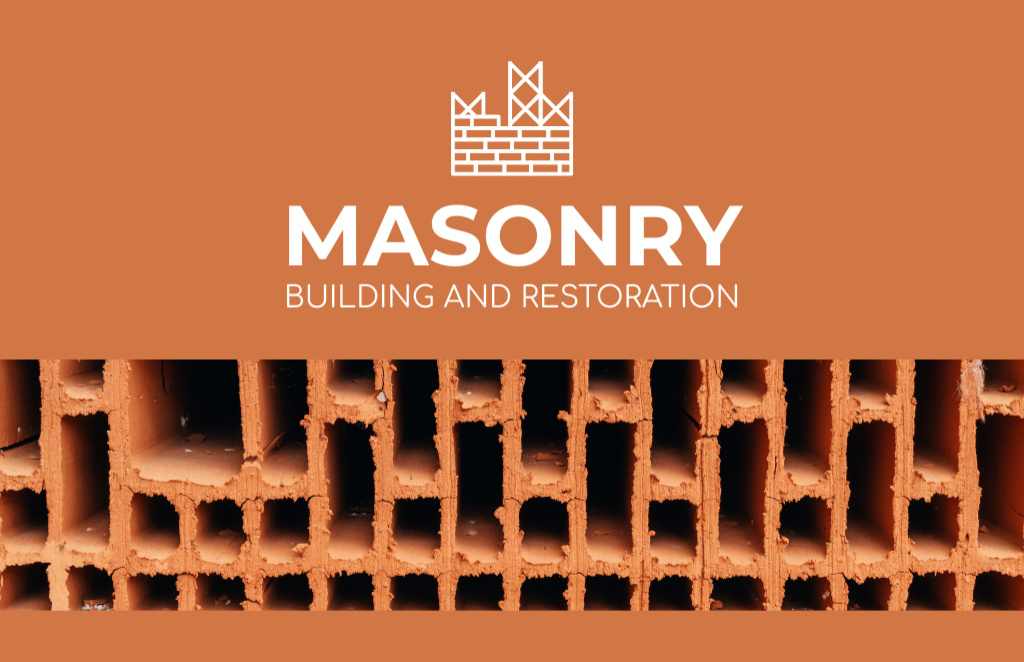 Masonry Building and Restoration Terracotta Business Card 85x55mm Design Template