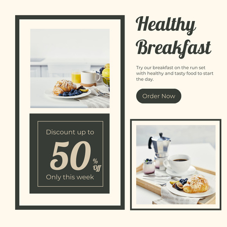 Healthy Breakfast Discount Instagram Πρότυπο σχεδίασης