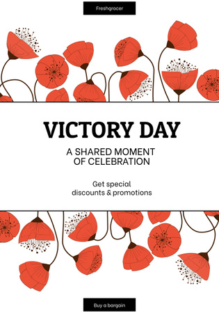 Cute Red Poppies for Victory Day Poster 28x40in Design Template