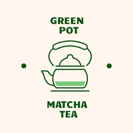 Template di design Pentola verde, logo del tè matcha Logo