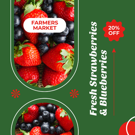 Fresh Strawberries and Blueberries Discounted in Market Instagram AD Design Template