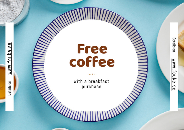 Free Coffee for Breakfast Flyer A6 Horizontalデザインテンプレート