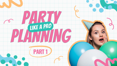 Professional Party Planning with Beautiful Young Woman Youtube Thumbnail Design Template