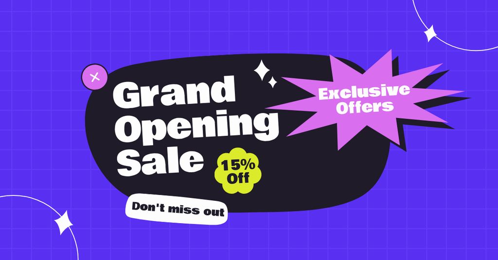 Grand Opening Sale Offer With Exclusives Facebook AD Tasarım Şablonu
