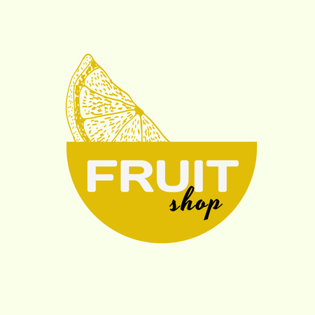 Fruit Shop Emblem with Lemon Slice Logo 1080x1080px Design Template