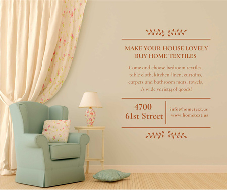 Furniture Sale with Armchair in cozy room Facebook Design Template