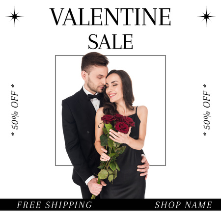 Platilla de diseño Valentine's Day Discount Offer with Couple in Love Instagram AD