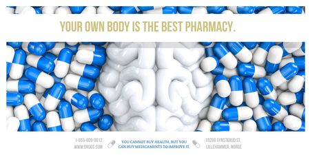 Pharmacy advertisement with quote Twitter Modelo de Design