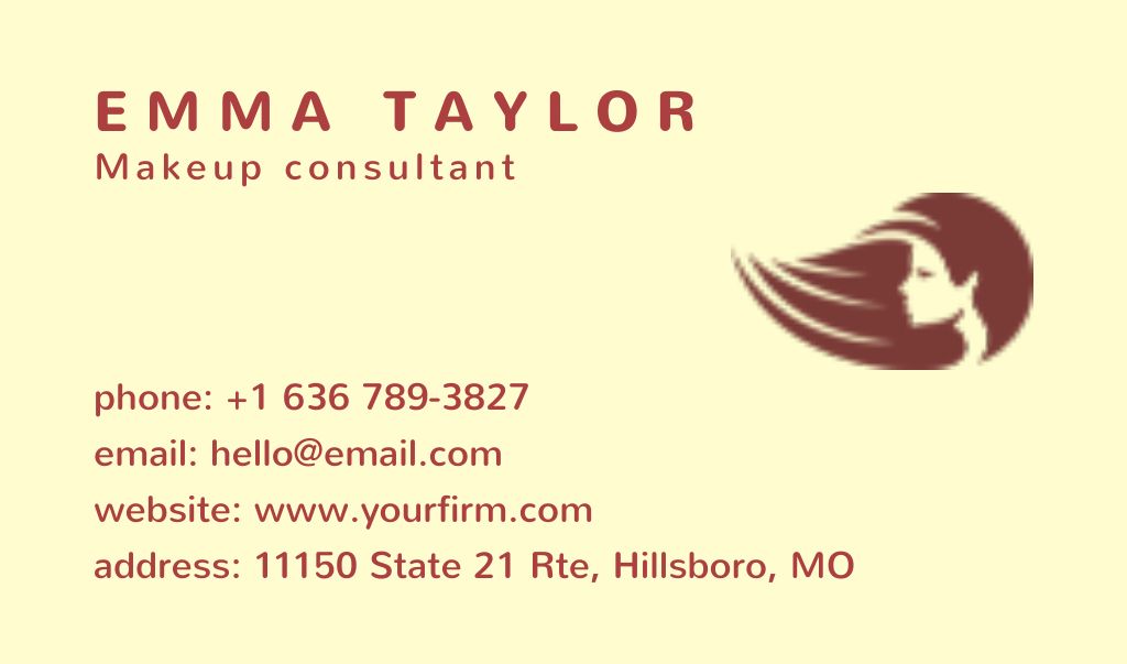 Ontwerpsjabloon van Business card van Makeup Consultant Contacts Information