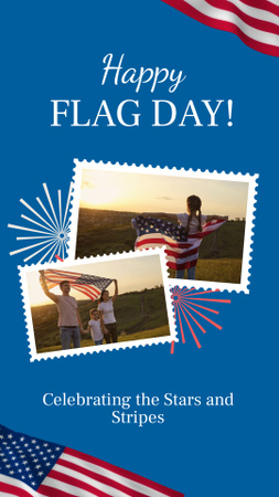 Šťastný den americké vlajky s fotografiemi Instagram Video Story Šablona návrhu