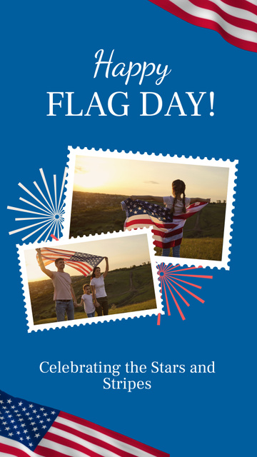 Happy American Flag Day with Photos Instagram Video Story Design Template