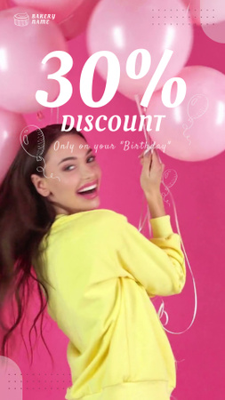 Birthday Discount in Pastry Shop Instagram Video Story tervezősablon