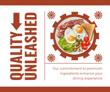 Fast Casual Restaurant Offer of Tasty Dish with Egg and Meat Facebook Design Template