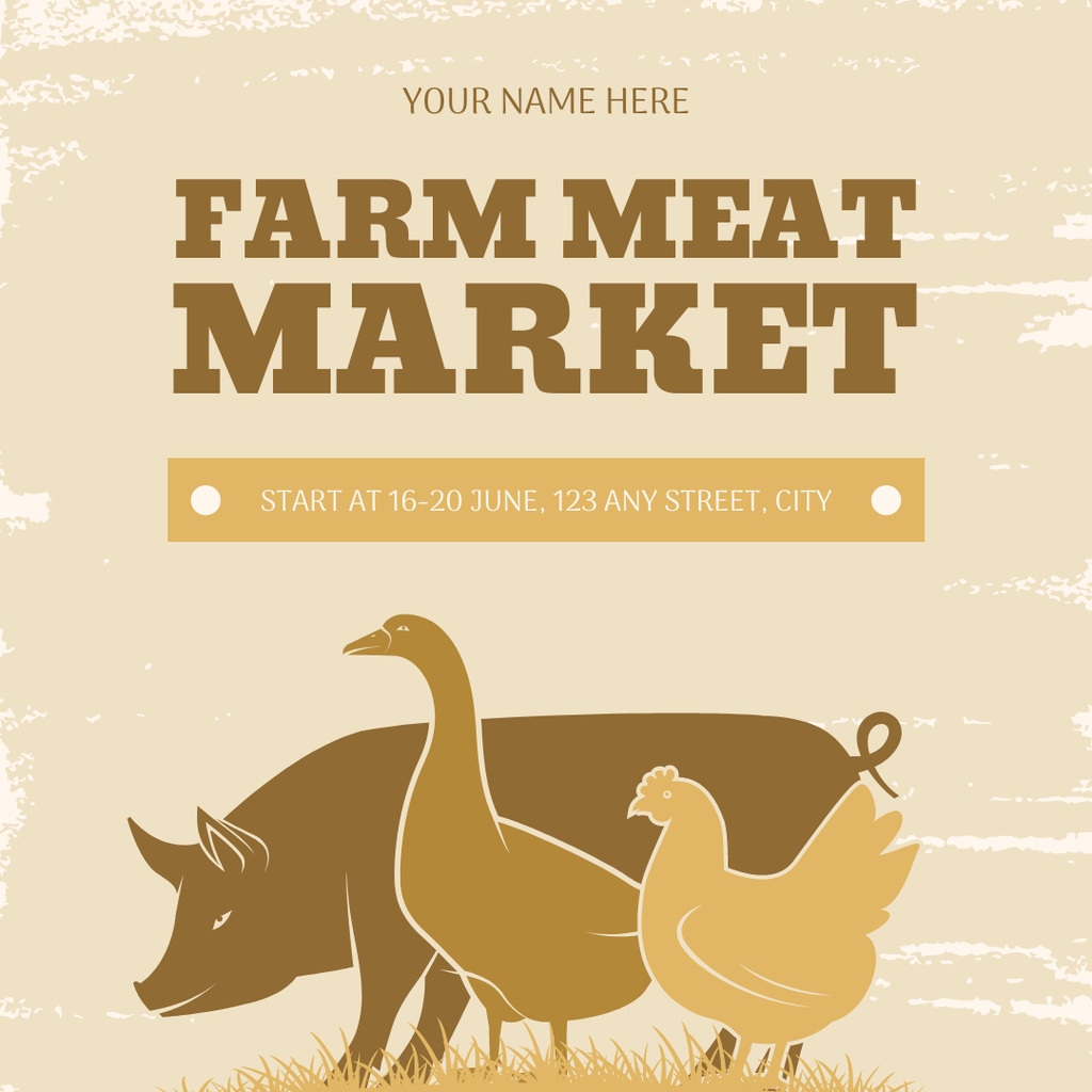 Farm Meat Market Offers on Beige Instagram Design Template