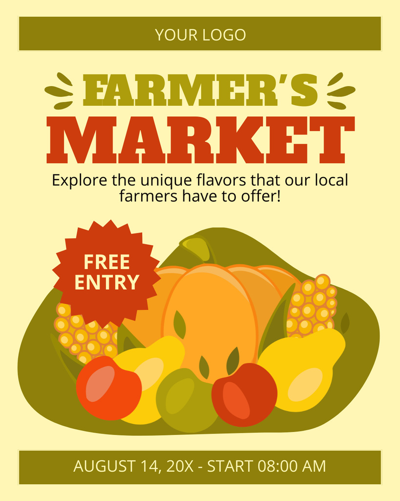 Free Entry Farmers Market Invitation Instagram Post Vertical Πρότυπο σχεδίασης