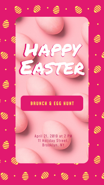 Colored Easter eggs on Pink Instagram Story Design Template