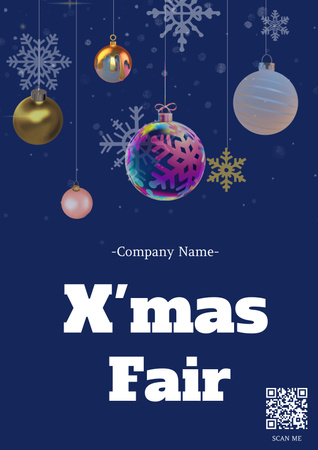 X-mas Holiday Fair Blue Poster Design Template