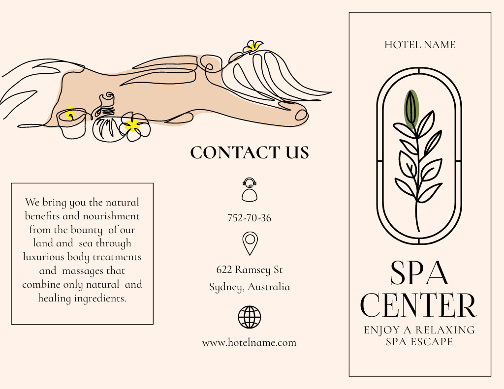 Designvorlage Offer of Spa Center Services with Woman in Treatments für Brochure 8.5x11in