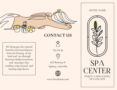 Offer of Spa Center Services with Woman in Treatments Brochure 8.5x11in Design Template