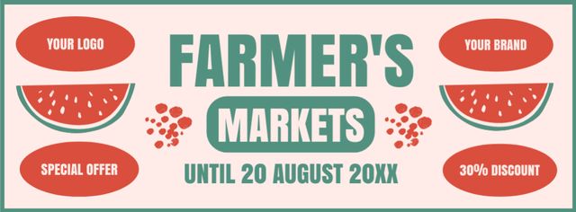 Offer from the Farmer's Market with Watermelon Pieces Facebook cover Design Template