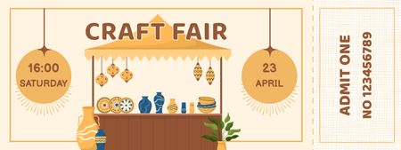 Craft Fair Announcement In April With Illustration Ticket Design Template