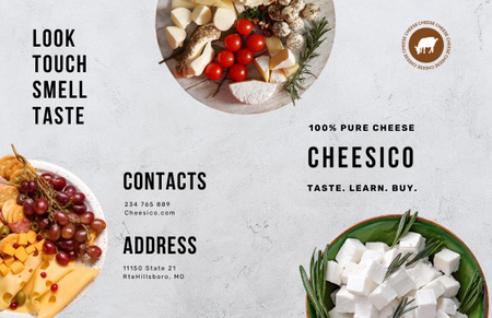 Cheese Tasting Announcement with Snacks on Plates Brochure 11x17in Bi-fold Tasarım Şablonu