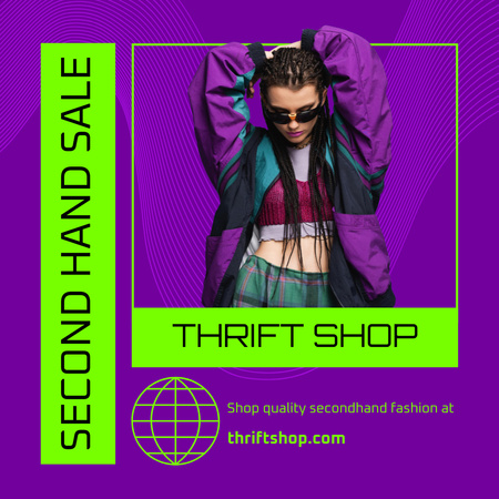 Pre-owned clothes of 80s acid colors Instagram AD Design Template