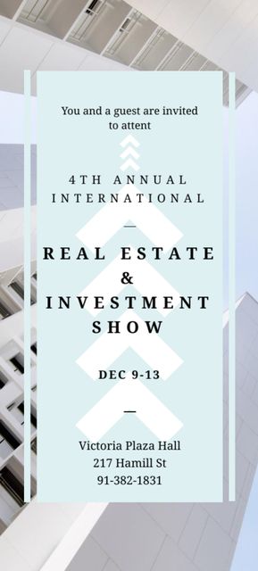 Real Estate And Investment Show Invitation 9.5x21cm Modelo de Design