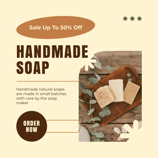 Designvorlage Huge Handmade Soap Sale at Half Price für Instagram AD