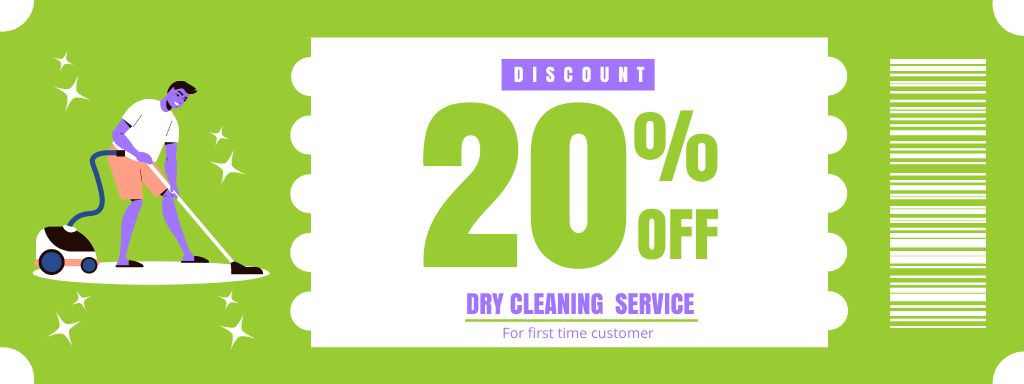 Discount Offer with Man cleaning Carpet Coupon Design Template