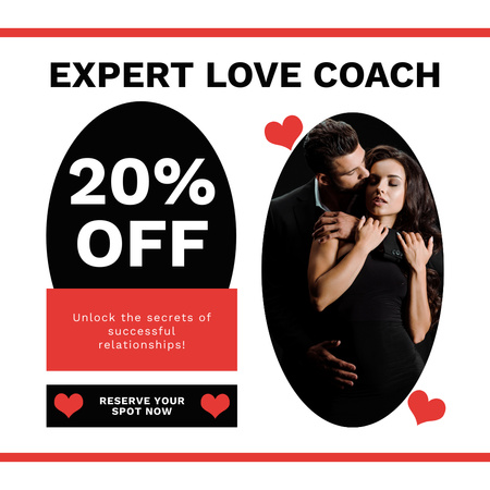Nice Discount on Services of Expert Love Coach Instagram Design Template