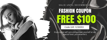 Fashion Clothing Gift Coupon with Woman Coupon Design Template