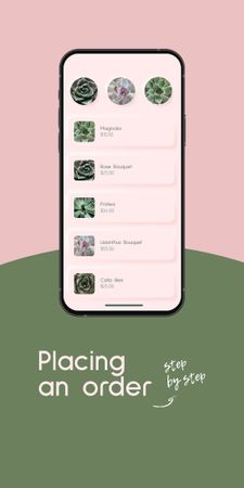 Szablon projektu kwiaty zamówienie na ekranie telefonu Graphic