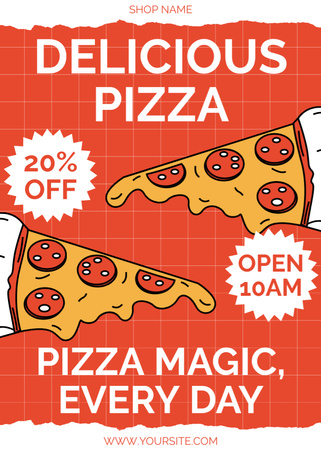 Modèle de visuel Remise pizza savoureuse sur rouge - Flayer