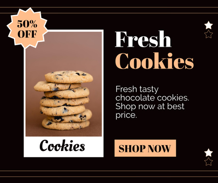 Bakery Ads with Fresh Cookies Facebook Design Template