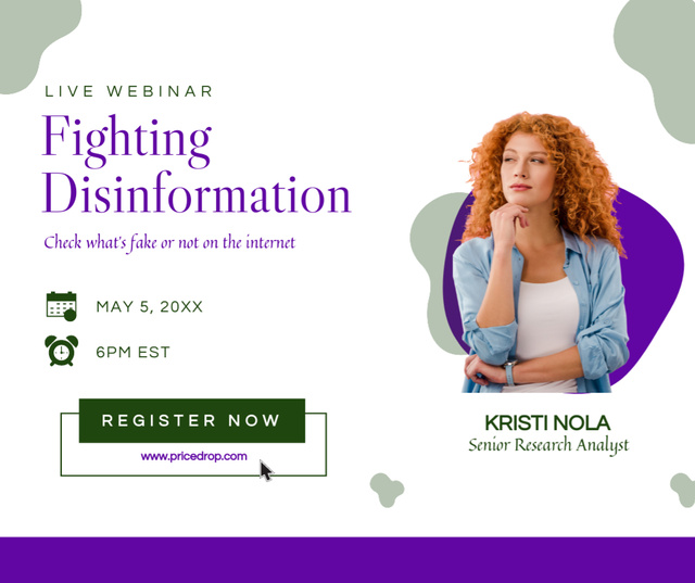Live Webinar Offer on Fighting Disinformation Online Facebook Modelo de Design