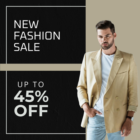 Man's Fashion Collection Sale with Handsome Man Instagram Design Template