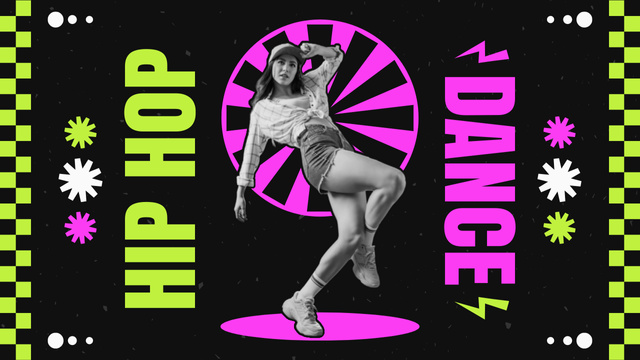 Hip Hop Dance Classes Ad with Woman in Cool Outfit Youtube Thumbnail Design Template