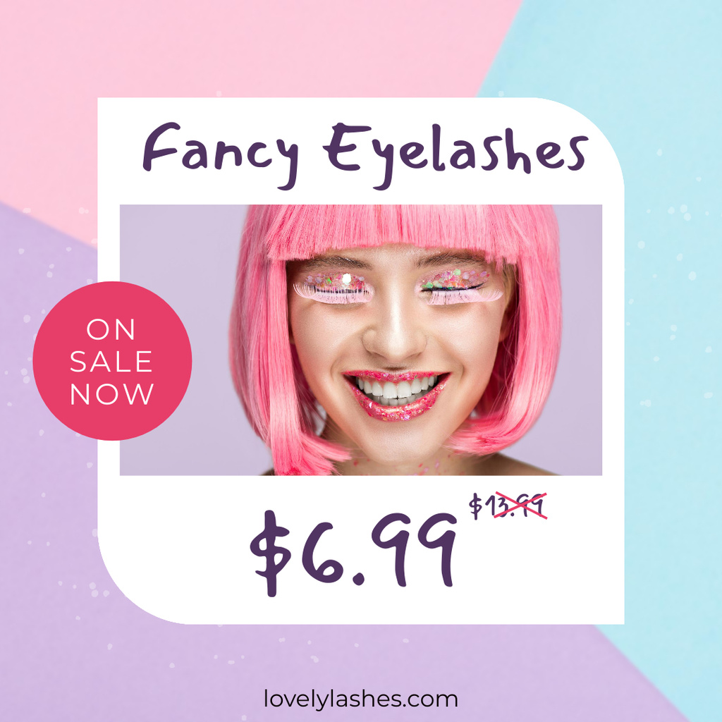 Plantilla de diseño de Fantastic Eyeshadow Sale with Cute Pink Haired Girl Instagram AD 