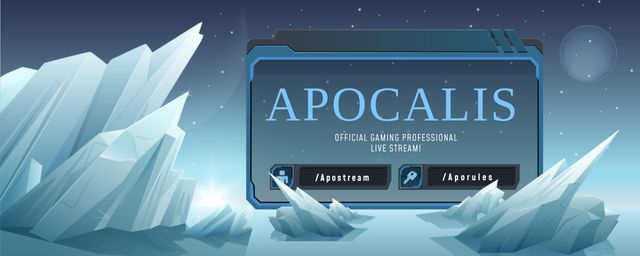 Game Stream Ad with Glaciers illustration Twitch Profile Banner – шаблон для дизайна