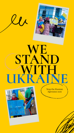 Designvorlage wir stehen an der seite der ukraine für Instagram Story