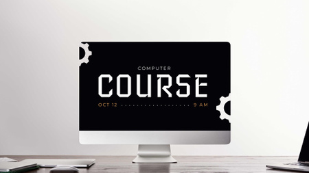 Computer Course Announcement on Dark Monitor FB event cover Design Template