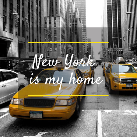Ontwerpsjabloon van Instagram AD van Taxi Cars in New York city