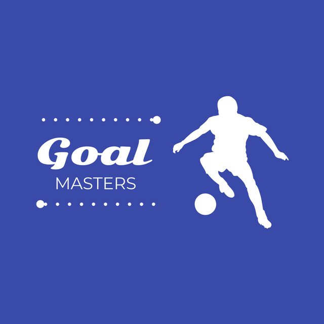Football Player And Game Promotion In Blue Animated Logo Tasarım Şablonu