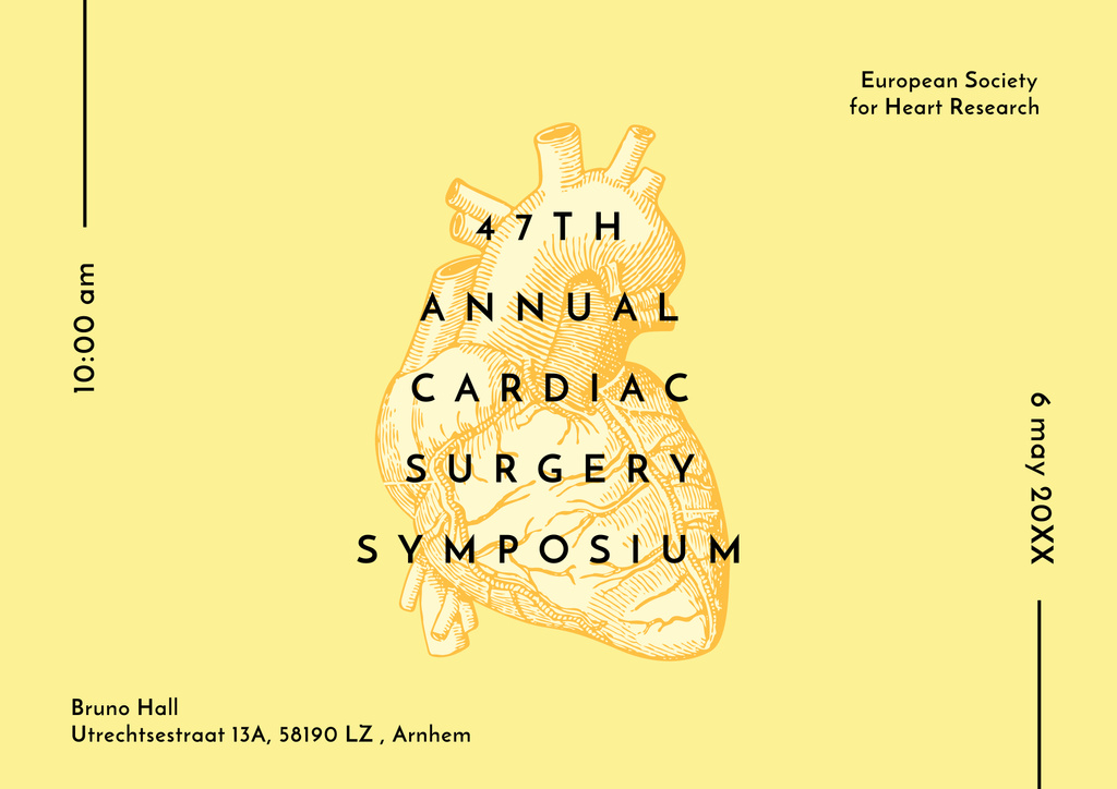 Plantilla de diseño de Medical Event Offer with Anatomical Heart Sketch Poster B2 Horizontal 