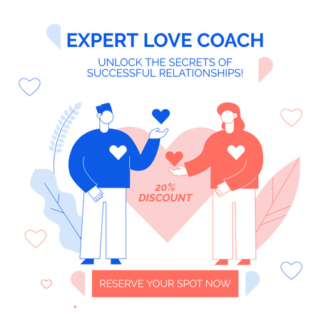 専門家の恋愛コーチが教える人間関係の秘密 Instagram ADデザインテンプレート