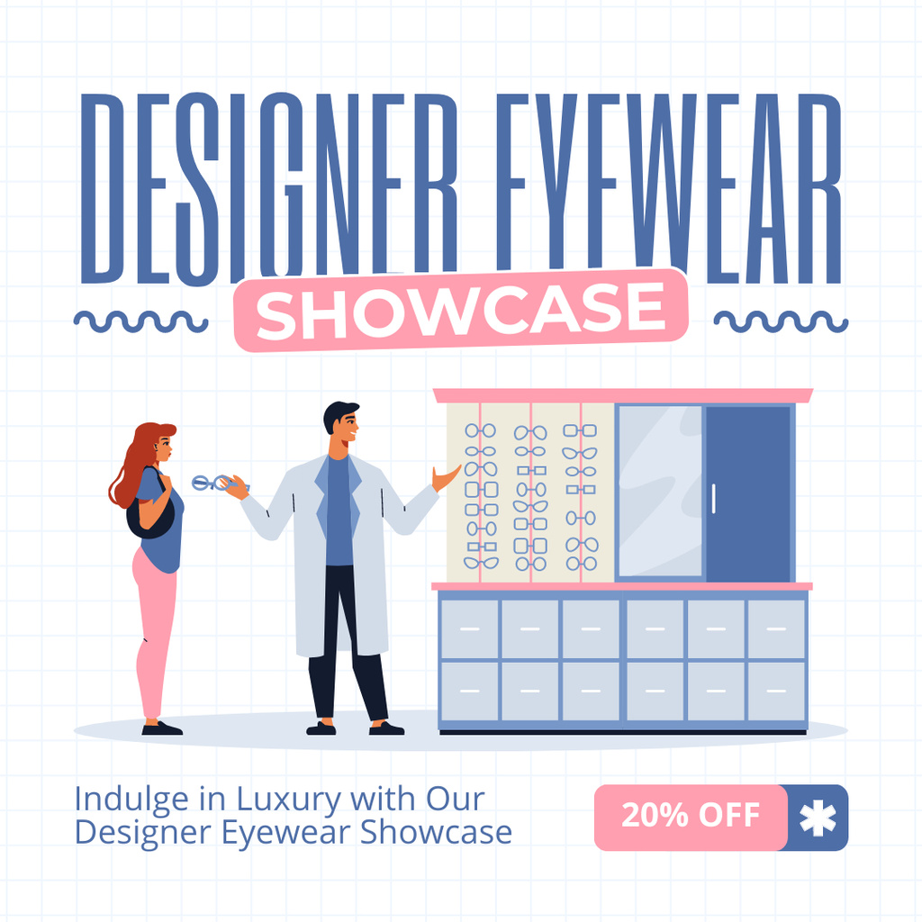 Showcase of Designer Eyewear with Big Discount Instagram ADデザインテンプレート