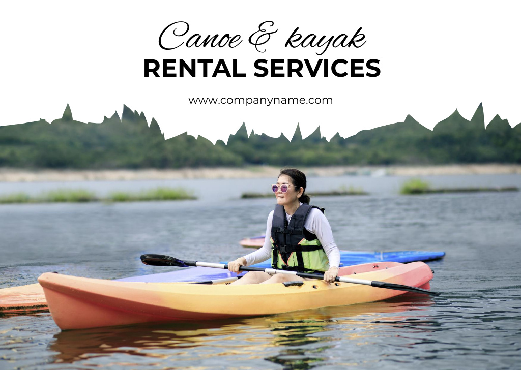 Kayak Rental Offer Card Design Template