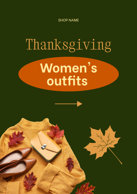Female Outfits on Thanksgiving Ad Flyer A4 Design Template