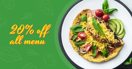 Plantilla de diseño de Omelet dish with Vegetables Facebook AD 